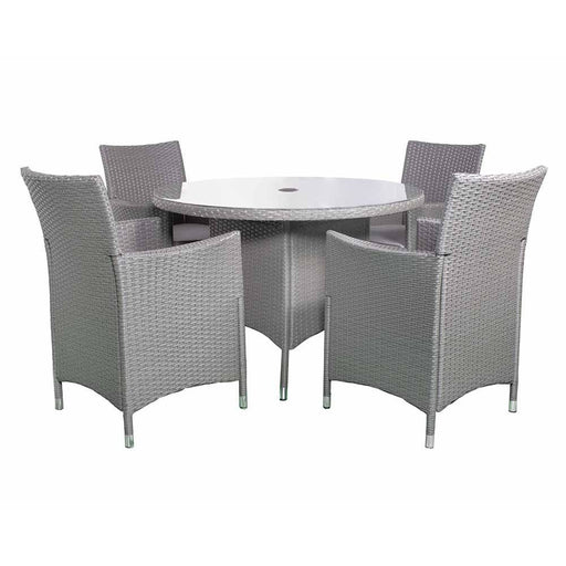 Cannes 4 Seater Round Dining Set – Slate Grey