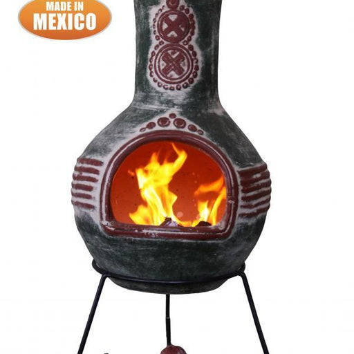 Gardeco Azteca XL Mexican Clay Chimenea in green and red