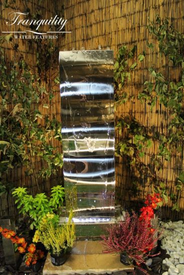 Tranquility Small Stainless Steel Wave Modern Water Feature